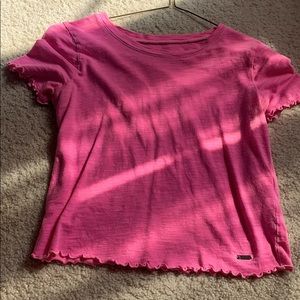 Hollister pink lace trim crop top